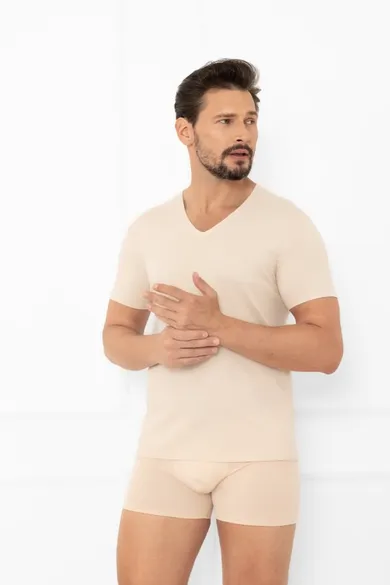 T-shirt męski, beżowy, Apollo, Italian Fashion