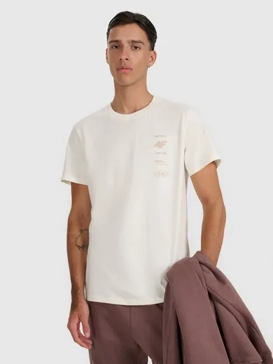 T-shirt męski, ecru, 4F
