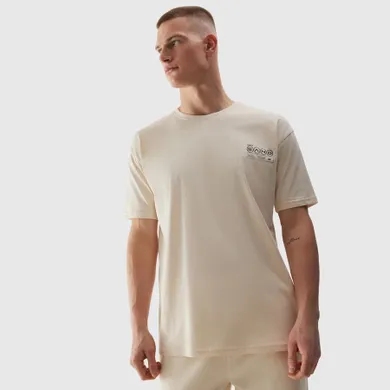 T-shirt męski, oversize, beżowy, 4F