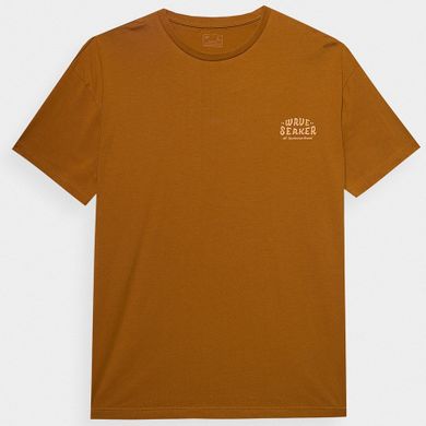 T-shirt męski, oversize, brązowy, 4F