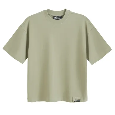T-shirt unisex khaki oversize z bawełny czesanej NOWEAR