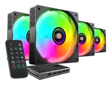 Tacens, Mars, wentylatory z hubem i pilotem, czarne, 120 mm, 4 szt.