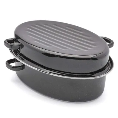 Tadar, brytfanna emaliowana, z pokrywą grillową, 38 cm