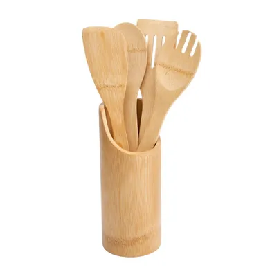 Tadar, drewniany komplet 4 przyborów bambusowych, 30-6 cm + pojemnik, 21-10 cm