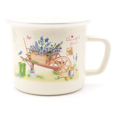 Tadar, garden, kubek emaliowany z pokrywą, 12 cm, 1,0l