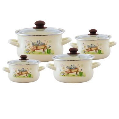 Tadar, Garden, zestaw garnków emaliowanych, indukcja, 8 elementów