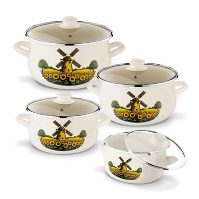 Tadar, komplet garnków emaliowanych, młyn, 6 elementów