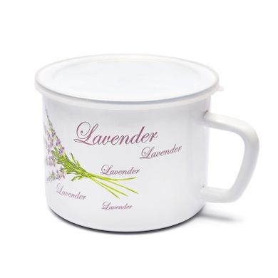 Tadar, lawenda, kubek emaliowany z pokrywą, 12 cm, 1,0l