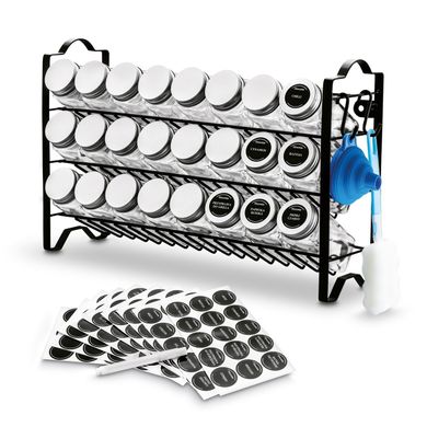 Tadar, Sabores, stojak na przyprawy, 24 pojemniki, 135 etykiet, lejek, szczotka, pisak