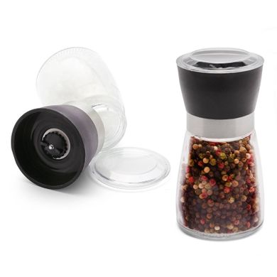 Tadar, szklany młynek ręczny do soli i pieprzu, czarny, 170 ml