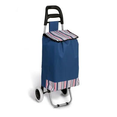 Tadar, wózek na zakupy na kółkach, granatowy, paski, 35-30-95 cm