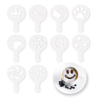 Tadar, zestaw szablonów do dekoracji kawy lub ciasta, 8,5-13 cm, 10 szt.