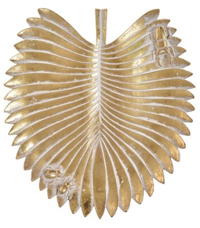 Talerz liść z owadami, złoty, 28,7-17,5-2,8 cm