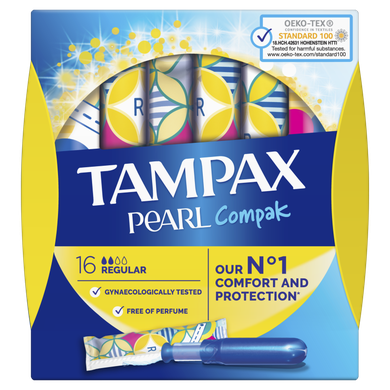 Tampax, Pearl Compak Regular, tampony z aplikatorem, 16 szt.