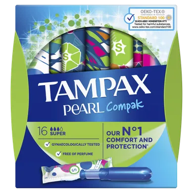 Tampax, Pearl Compak Super, tampony z aplikatorem, 16 szt.