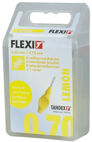 Tandex, czyściki międzyzębowe, Flexi 0,7-3,5 mm, Fine, lemon, żółty, 6 szt.