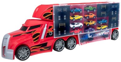 TeamsterZ, ciężarówka transporter na resoraki + 10 autek