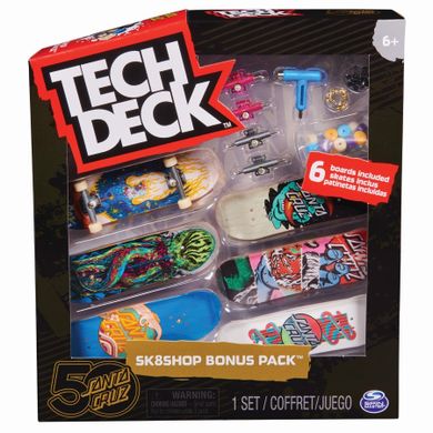 Tech Deck, Santa Cruz, fingerboard, deskorolka, 6 szt.