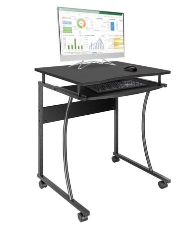 Techly, biurko komputerowe, mobilne, czarne, 60-48 cm