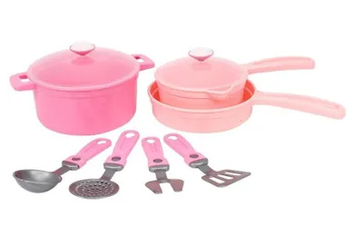 Technok, zestaw naczyń kuchennych, różowe