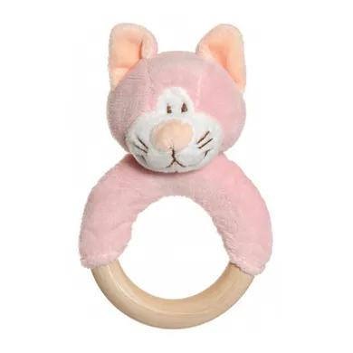 Teddykompaniet, Diinglisar, kot, grzechotka drewniana, różowy, 12 cm