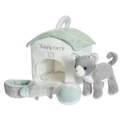Teddykompaniet, Teddy Cats, pluszowy kotek z transporterem i akcesoriami, 19-21-23 cm