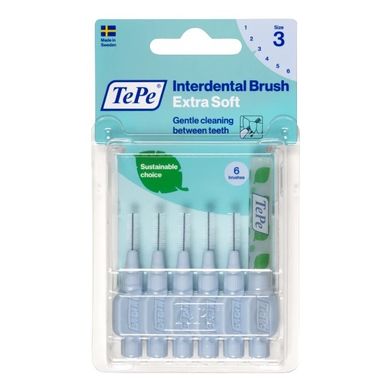 TePe, Extra Soft, szczoteczki do przestrzeni międzyzębowych 0.6mm, jasnoniebieskie, 6 szt.
