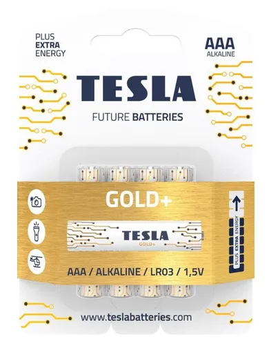 Tesla, Gold+, bateria alkaliczna, AAA/LR03/1,5V, 4 szt.