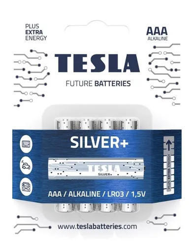 Tesla, Silver+, bateria alkaliczna, AAA/LR03/1,5V, 4 szt.