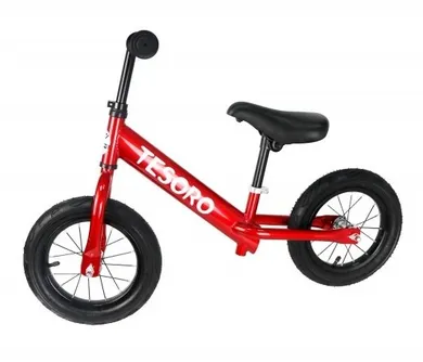 Tesoro, PL-12, rowerek biegowy dla dzieci, czerwony, metalic