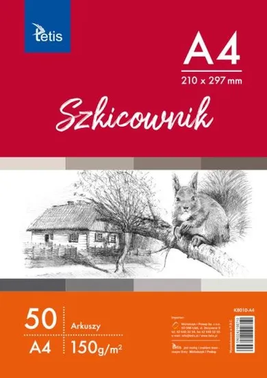 Tetis, szkicownik A4, 150 g, 50 arkuszy