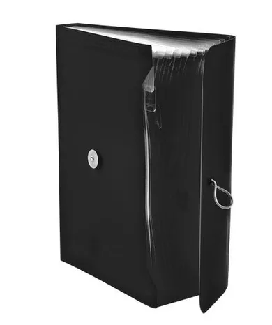 Tetis, teczka harmonijkowa A4, gumka, 13 przegród, czarna, 1 szt.