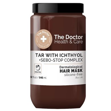 The Doctor, Health & Care, maska do włosów, przeciw przetłuszczaniu, Dziegieć + Ichthyol + Sebo-Stop Complex, 946 ml