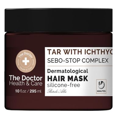 The Doctor, Health & Care, maska do włosów, przeciw przetłuszczaniu, Dziegieć + Ichthyol + Sebo-Stop Complex, 295 ml