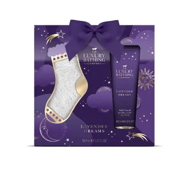 The Luxury Bathing Company, zestaw prezentowy, Lavender Dreams, balsam do stóp, 100 ml + skarpetki