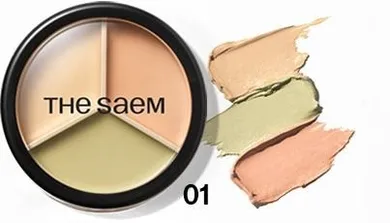 The Saem, Cover Perfection Triple Pot, korektor do twarzy, 01 correct beige