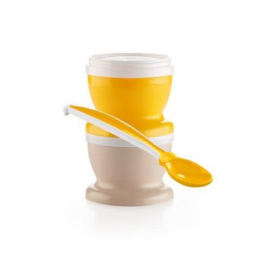 Thermobaby, pojemniki na jedzenie, z łyżeczką, żółte