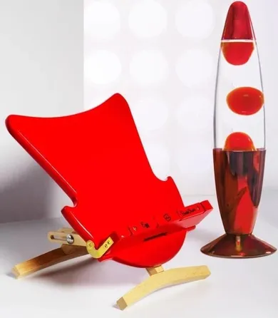 Thinking Gifts, Egg Book Chair, podstawka pod książkę lub tablet, czerwony fotel