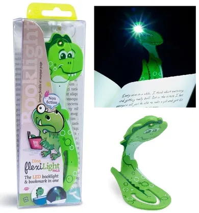 Thinking Gifts, Flexilight Pals, lampka do książki, Dinosaur, Green