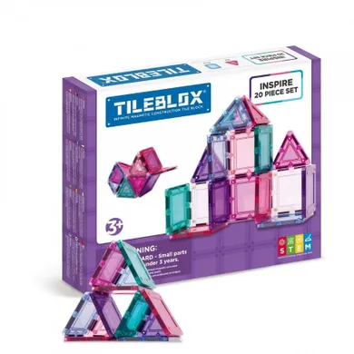 Tileblox, Zestaw pastelowy, klocki magnetyczne, 20 elementów