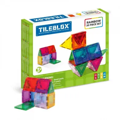 Tileblox, Zestaw tęczowy, klocki magnetyczne, 20 elementów