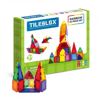 Tileblox, Zestaw tęczowy, klocki magnetyczne, 42 elementy