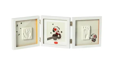 Tiny Love Creations, potrójna ramka na zdjęcie i odcisk, biała