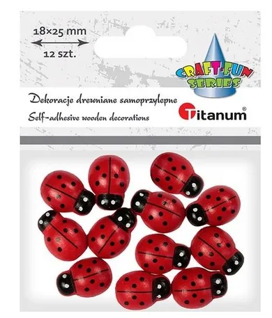 Titanum, drewniane biedronki samoprzylepne 3D, 18-25mm, 12 szt.