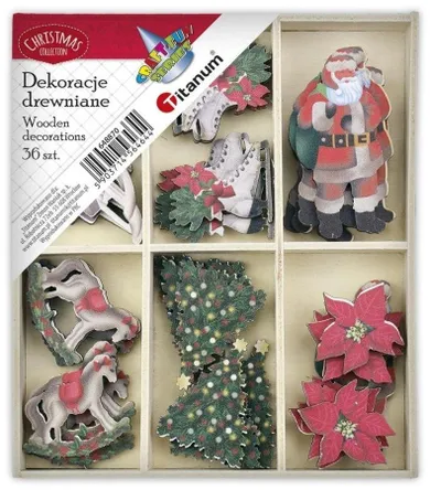 Titanum, drewniane dekoracje w drewnianym, pudełku, 96-110 mm