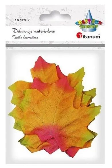 Titanum, liście klonu materiałowe, 80-75mm, czerwono-żółte, 10 szt.