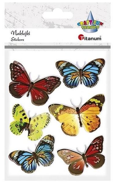 Titanum, naklejki foliowe 3D, motyle, 6 szt.