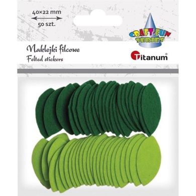 Titanum, naklejki piankowe, liście zielone, 50 szt.