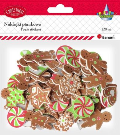 Titanum, naklejki piankowe, pierniczki, 120 szt.