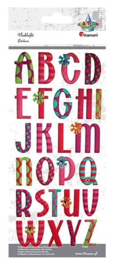Titanum, naklejki wypukłe, miękkie, alfabet